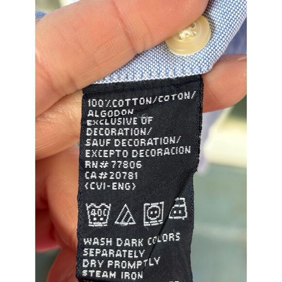 Tommy Hilfiger Men’s Large Pale Blue Button Down Poplin Long Sleeved Shirt •Flaw - Picture 10 of 14